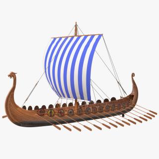 Viking Drakkar Sail Blue 3D model