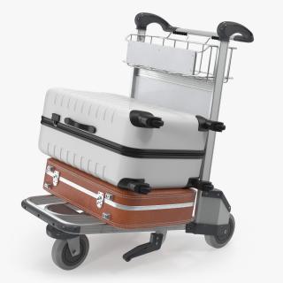 3D model Airport Trolley with Suitcases