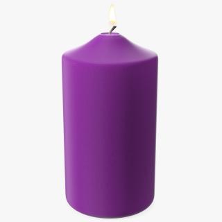 3D Lit Dome Top Pillar Candle Purple model