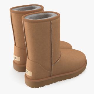 3D model Womens Short Boots UGG Australia Fur Chestnut