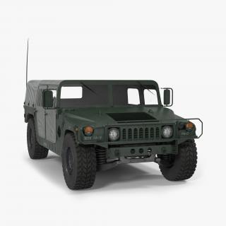 Soft top Military Car HMMWV m1035 Green 3D model