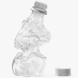 3D model Upright Crushed Empty Plastic Bottle with Cap