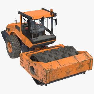 3D model Single Drum Compactor Vehicle Dirty