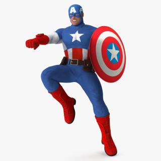 Captain America Cartoon Fighting Pose 3D