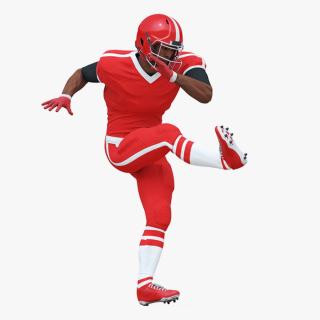 3D Red Uniform Black Man Football Player Rigged for Cinema 4D model