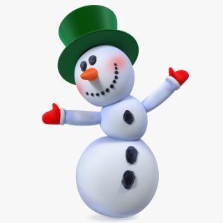 3D Smiling Cartoon Snowman model