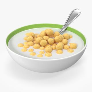 3D model Cereal Balls in Bowl with Milk