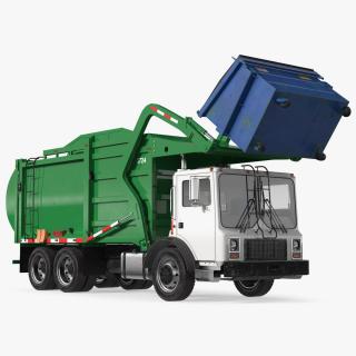 3D Trash Truck Generic with Dumpster Blue model
