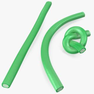 3D model Green Gummy Candy Licorice Rope Set
