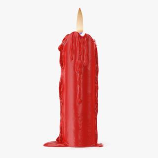 3D model Half Candle Dripping Melted Wax Red