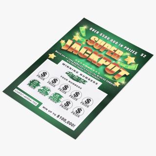Super Jackpot Scratch Lottery Ticket with Erased Layer 3D model