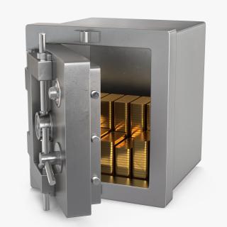 3D model Steel Safe with Gold Bars