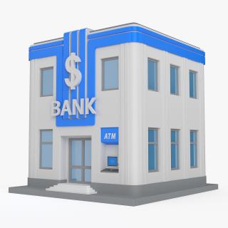 3D Cartoon Bank Building