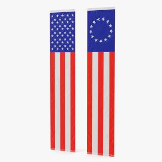Pull Down US Flags Set 3D