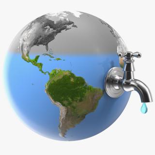 Earth Stylized Iron Tap with Water Drop 3D model