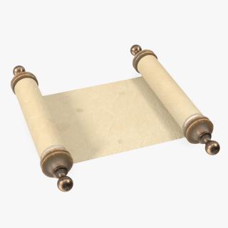 Antique Unfolded Blank Parchment Scroll 3D model
