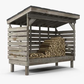 3D model Old Woodshed with Stack of Firewood