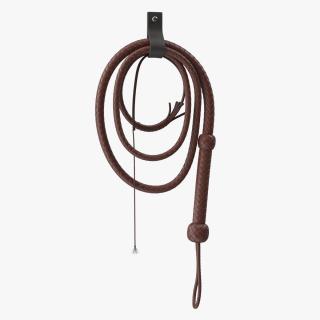 Brown Cowboy Whip Holstered 3D
