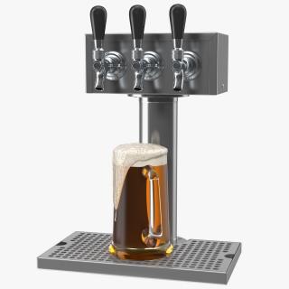 3D Triple Faucet Beer Tower with Beer Mug model