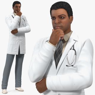 3D Light Skin Black Male Doctor model