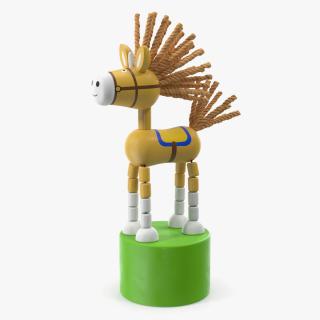 3D model Yellow Unicorn Push Puppet Toy