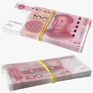 3D Stack of Chinese 100 Yuan 2015 Bills