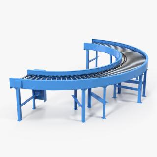 3D Powered Bend Roller Conveyor model