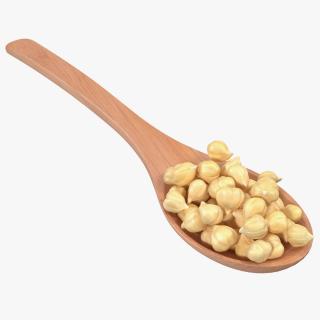 3D Chickpeas Beans in a Wooden Spoon model