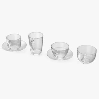 3D Clear Glass Teacup Empty Set model