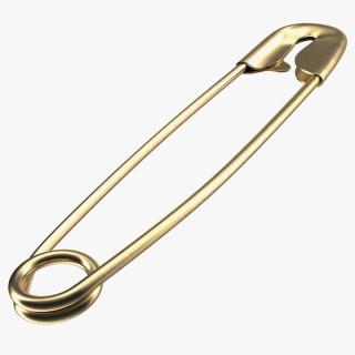 Golden Safety Pin Closed 3D model