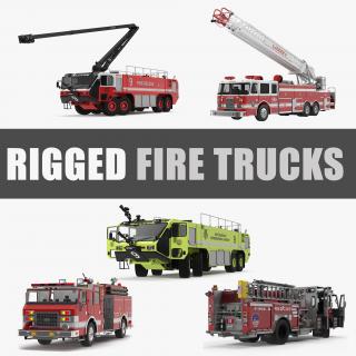 3D Rigged Fire Trucks 3D Models Collection 4