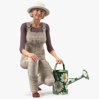 3D Old Lady Gardening model