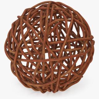 Wood Twig Rattan Wicker Ball Brown 3D model