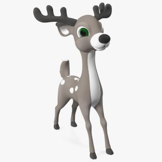 3D Grey Cartoon Reindeer
