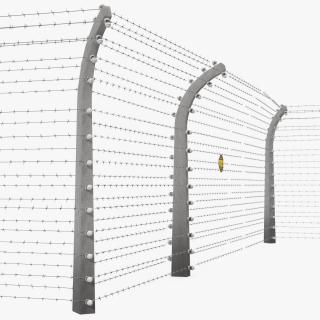 3D model Electric Barbed Wire Fence Sections