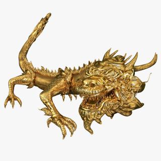 3D Golden Chinese Dragon Rigged model