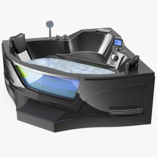 Modern Whirlpool Corner Bathtub Black 3D