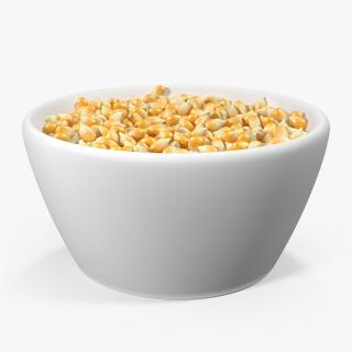 3D Corn Seeds in Ceramic Bowl