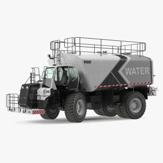 White Construction Truck with Grey Water Tank Rigged 3D