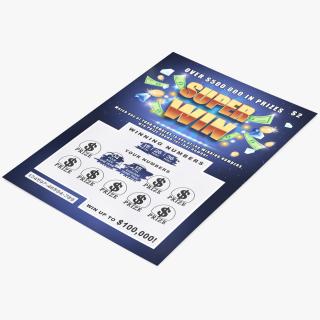 3D Super Win Lottery Ticket with Erased Scratchcard model