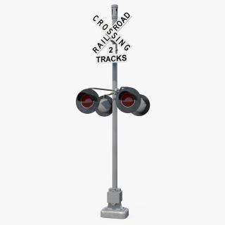 Railroad Crossing Ahead Sign and Signal 3D model