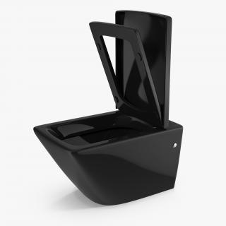 Back To Wall Modern Toilet Black 3D