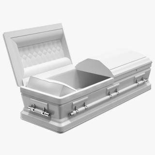Opened White Funeral Casket 3D