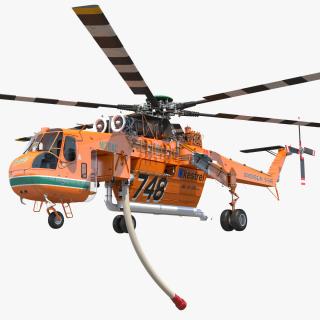 3D Sikorsky S-64 Skycrane Firefighting Helicopter Rigged model