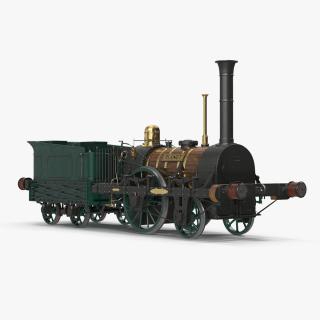 Locomotive Old Planet by Robert Stephenson 1830 Rigged 3D model