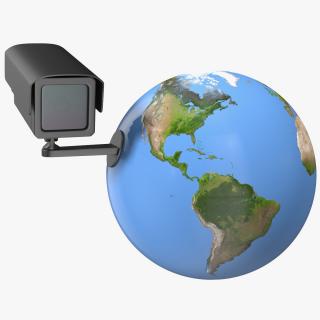 3D model Earth Stylized with Security Camera