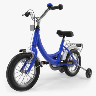 3D Small Kids Bike with Training Wheels Rigged model