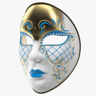 3D Blue Full Face Carnival Mask model