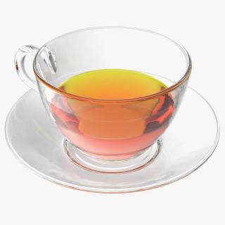 Drinking Tea Cup with Plate Half Full 3D