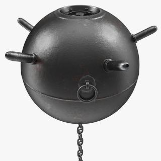 3D Old WWII Sea Mine with Chain model
